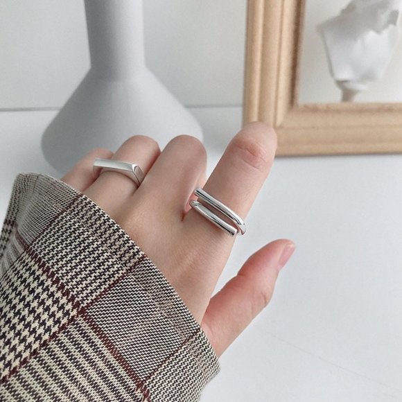 *NEW 925 Sterling Silver Open Bar Adjustable Ring